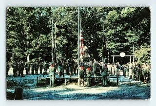 Vintage Camp Winnebago Boy Scouts Raising Flags Postcard P151 2