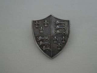 Old Silver Royal Coat Of Arms Brooch Badge Birmingham 1927