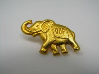 Vintage Collectible Pin: Gop Elephant Gold Tone Design