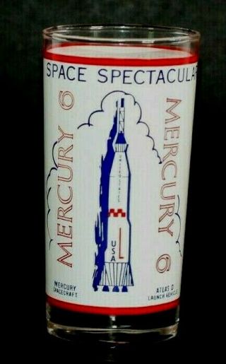 Tumbler Drinking Glass Bar Ware Nasa Space Spectaculars Mercury 6 Atlas D Vtg