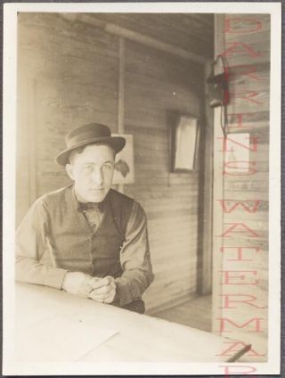 Unusual Vintage Photo Man In Wooden Room 710371