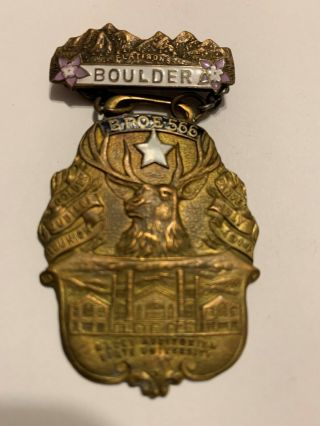B.  P.  O.  E.  Elks Grand Reunion 1914 Boulder Colorado Pin Back Badge Metal Token