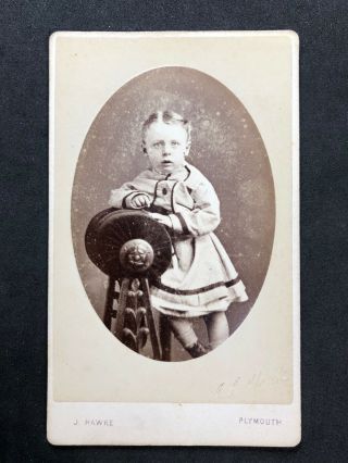 Victorian Carte De Visite Cdv: Child: Hawke: Plymouth: Boy In Dress