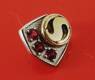 Vintage Safeway Grocers Service Pin 10K Gold On Sterling With 3 Rubies 11mm X 10 4