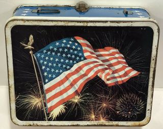 Vintage Ohio Art American U.  S.  Flag Lunch Box