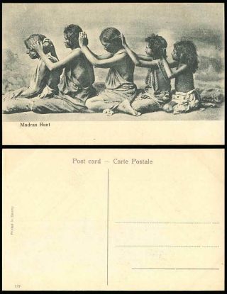 India Old Postcard Madras Hunt Native Women Little Girls Hunting For Lice,  Louse
