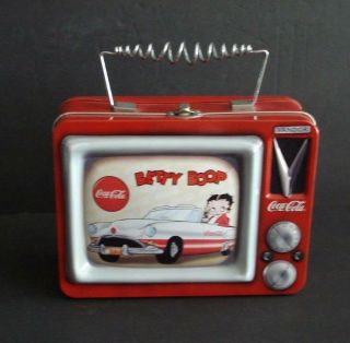 Coca - Cola Betty Boop Tin Lunch Box Radio 50s Style 2000 Vandor - Exc Cond