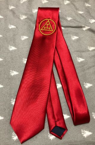 Masonic Royal Arch Red Silk Tie With Embroided Logo Ra Regalia