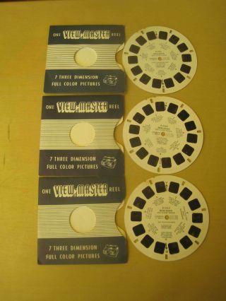 Set 3 Viewmaster Reels - B656 Moon Rockets & Guided Missiles,  No Outer Sleeve