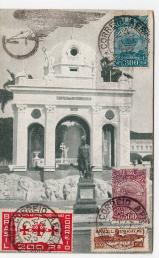 C1933 Postcard To Manaus Brazil Covered With Stamps