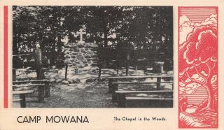 Mansfield Ohio Camp Mowana Chapel In The Woods Benches Swell Time 1948 Postcard
