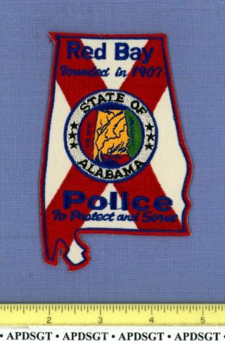Red Bay (state Seal Red Cross) Alabama Sheriff Police Patch State Shape