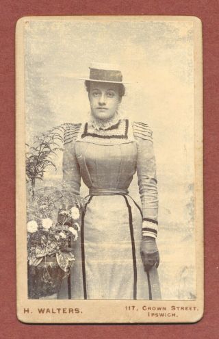 Young Lady,  Fashionable Dress,  Cdv By H.  Walters,  Crown Street Ipswich Qt679