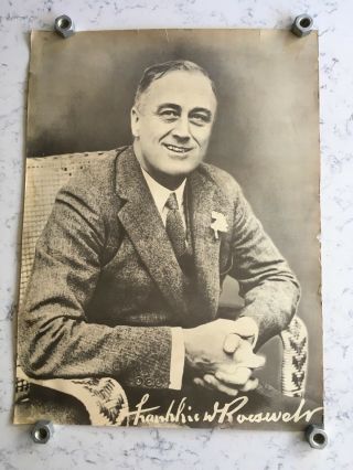 Ww2 Era Franklin D Roosevelt Fdr Picture Political Campaign Poster H.  Silberman