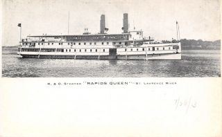 Richelieu & Ontario Navigation Co Steamer Rapids Queen St Lawrence River 1913 Pc