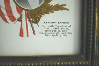 Antique President Abraham Lincoln Died 1865 Memorial Framed Postcard Wall Art 3