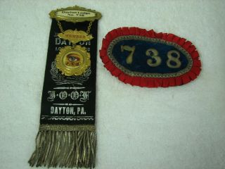 Ioof Odd Fellow Double Member Lodge Ribbon Set Dayton Pa 738