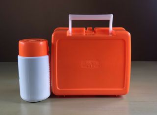Vintage Kids On The Block Orange Lunch Box With Thermos 3