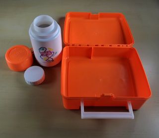 Vintage Kids On The Block Orange Lunch Box With Thermos 4