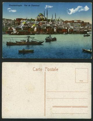 Turkey Constantinople Old Colour Postcard Vue De Stamboul Boat Mosque