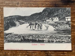 1901 Vintage Old Postcard Norge Norway Fjeldheim Valdres Waterfall