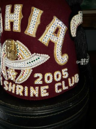 Vintage Masonic Shriners Fez Hat,  Jeweled w Tassel In Hard Case Past President 2