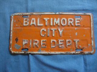 License Plate / Tag - Baltimore City Fire Department - Maryland