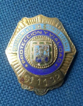 Vintage Rare 100 Mexico City Police Badge Policia Mexico Hat Mexican