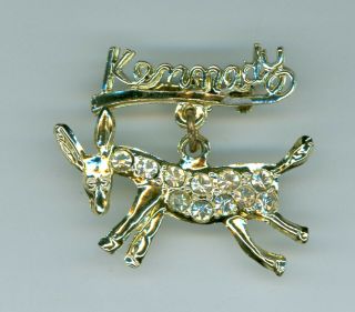 1960 Vintage President John F.  Kennedy Political Campaign Pinback Jewelry Donkey