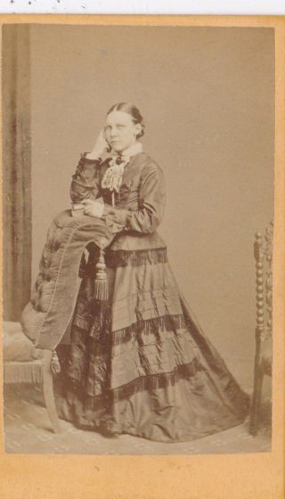 Antique Cdv Photo - Standing Lady.  Long Dress.  London Studio