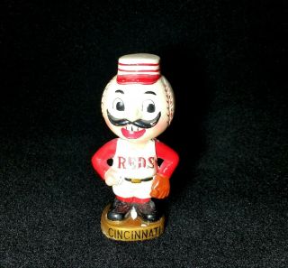 1960s Cincinnati Reds Mascot Bobblehead Gold Base Nodder Vtg Antique Baseball