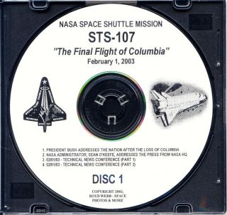 Space Shuttle Sts - 107 " The Final Flight Of Columbia " 9 Cds (audio,  Photos,  Data)