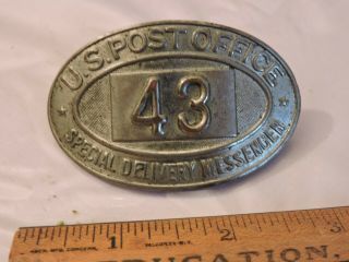 Rare Obsolete Us Post Office Department Special Delivery Messenger Badge 43 Tdbr