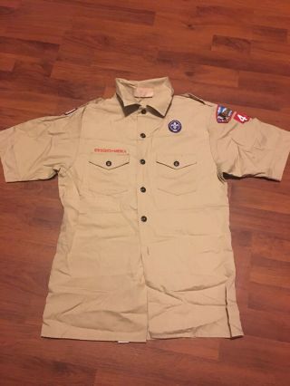 Official Bsa Boy Scout Cub Webelos Tan Khaki Uniform Shirt Youth Large