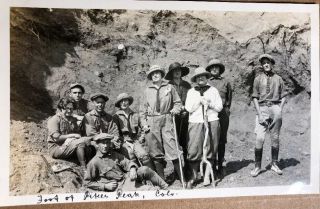 Vintage 1920’s Antique B & W Picture Foot Of Pikes Peak - Awesome Group Scene