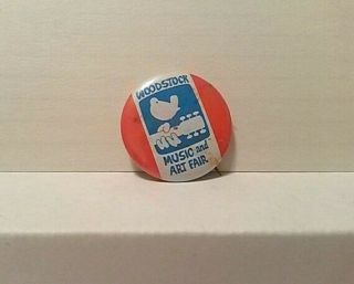 Authentic 1969 Woodstock Music And Art Fair Pin Back Button
