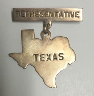 Antique Vintage Texas Representative State Shaped Metal Pin Badge Marked Linz