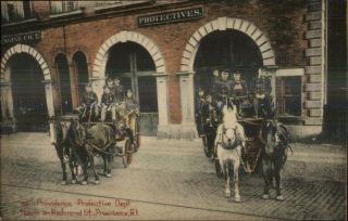 Providence Ri Richmond St.  Fire Station Horse Drawn Apparatus C1910 Postcard