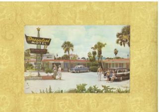 Fl Daytona Beach 1950 - 60s Vintage Postcard Dreamland Motel 824 S Atlantic Ave