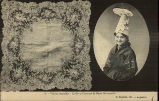 Basse Normandie France Woman Costume Lace Dentelles Arts Crafts Postcard