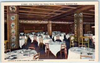 Yellowstone National Park Interior Old Faithful Inn Dining Room C1940s Postcard