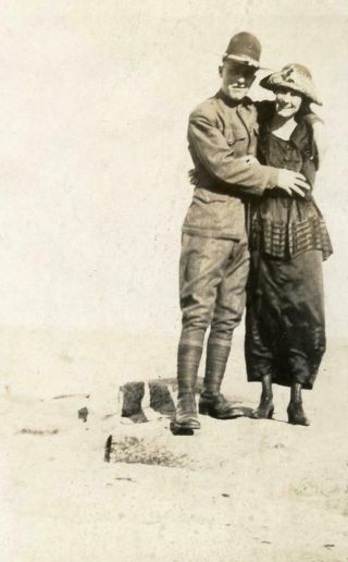 W10 Vtg Photo Wwi Era Military Man And His Girl C Early 1900 