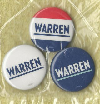 2020 Elizabeth Warren (set Of 3) 1 - 1/4 " / Official - Presidential Campaign Buttons