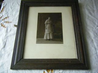 Vintage Antique Photo Of Lady In Wooden Frame,  C.  1910 