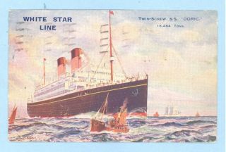 1928 Art Pc White Star Line S.  S.  Doric Liverpool Paquebot