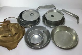 2 Vintage Regal Official Bsa Mess Kit Boy Scout Cooking Camping W Pouch