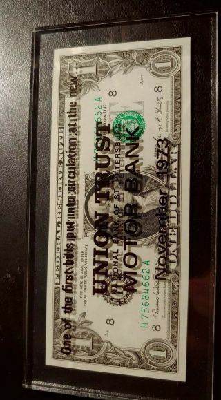 Union Trust,  Nat.  Bank Of St Petersburg,  Fla.  1969,  Encased Gem Currency Note.