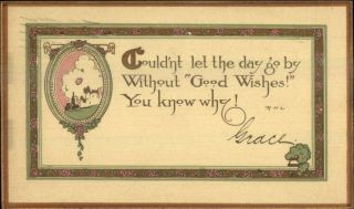 Good Wishes - Arts & Crafts A.  M.  Davis Co Series 178 1912 Postcard