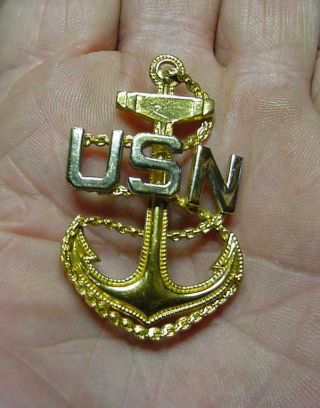 Vintage Us Navy Chief Petty Officer Fouled Anchor Badge 1 3/4 " Size