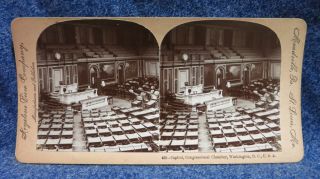 Washington D.  C.  Congressional Chamber In The U.  S.  Capitol Keystone Stereoview